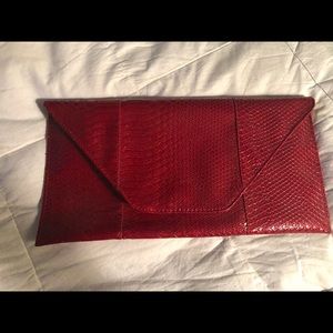 Red Faux Croc Oversized Clutch